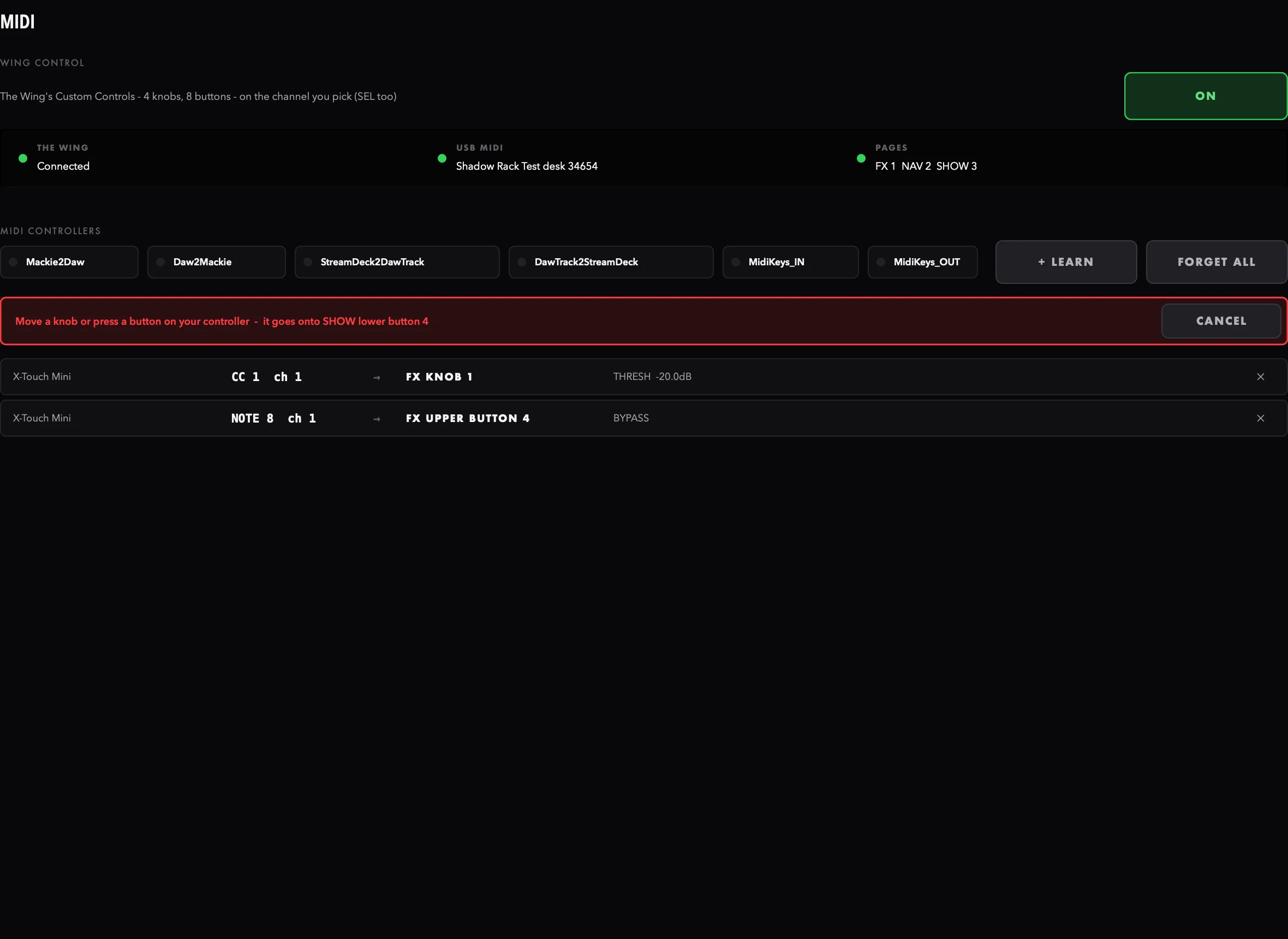 Two controls mapped, a third one waiting