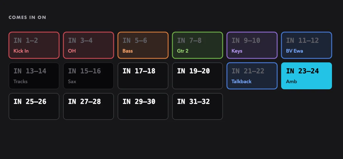 The input picker moving a stereo source