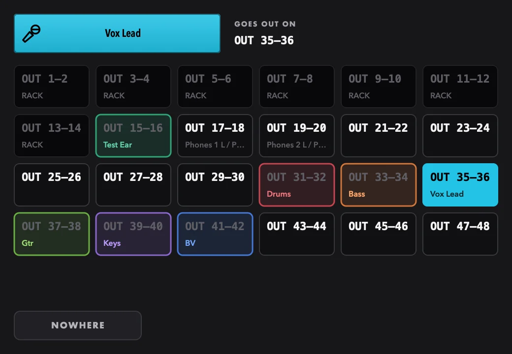 The output picker of the singer's mix